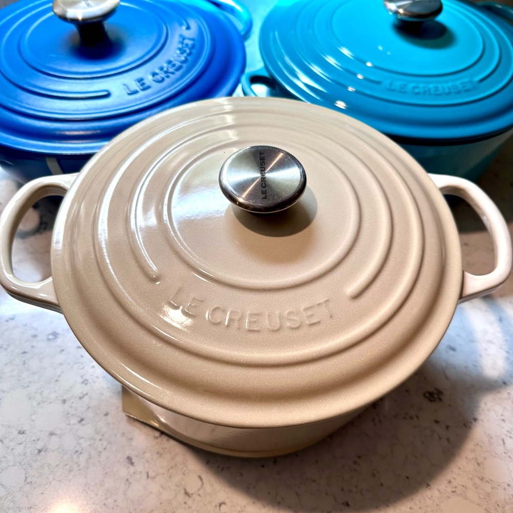EACH Le Creuset Cream Enameled Cast Iron Cookware